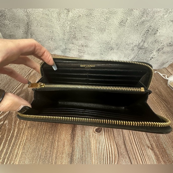 SAINT LAURENT Calfskin Pink Leopard Classic Letters Zip Around Wallet​ EUC RARE​ - Picture 5 of 12